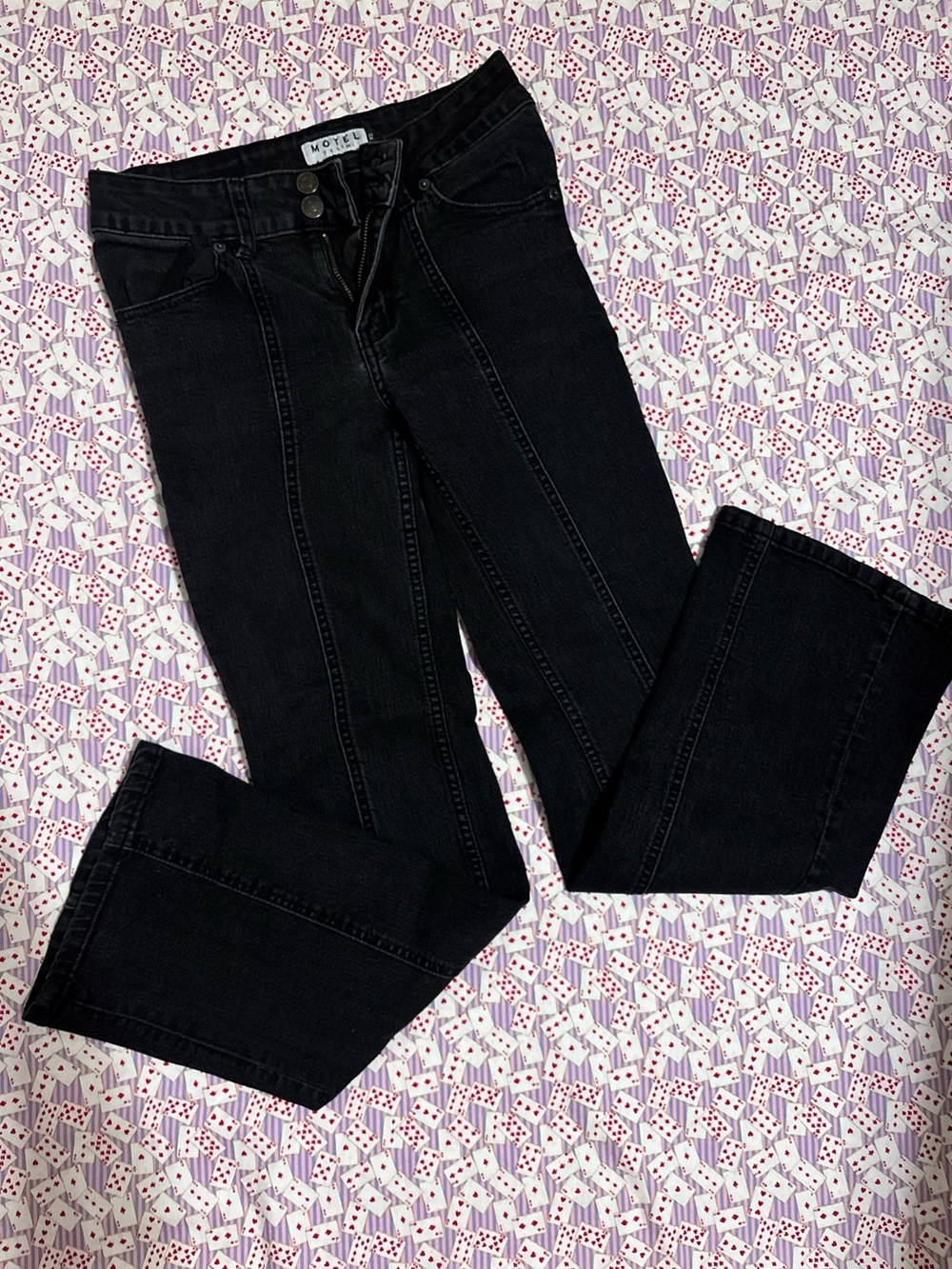 Motel Rocks Black High-Rise Seam Front Jeans